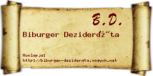 Biburger Dezideráta névjegykártya